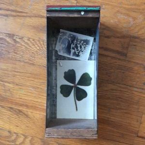 Primitive drawer with vintage photo prints